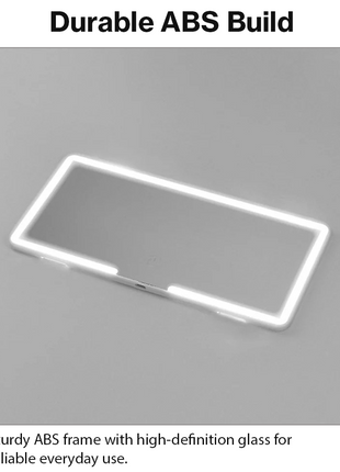 Car Vanity Mirror with LED Light 24.5cm – Slim ABS Frame, Rechargeable, 3-Level Dimming, White