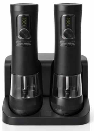 Rechargeable Salt & Pepper Grinder Set USB-C Charging Dock LED Light Adjustable Ceramic Automatic 2-Pack