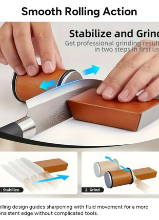 Magnetic Rolling Knife Sharpener with Diamond Stone, 15°/20° Fixed Angles, Manual Kitchen & Chef Knife Sharpening Tool