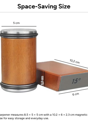 Magnetic Rolling Knife Sharpener with Diamond Stone, 15°/20° Fixed Angles, Manual Kitchen & Chef Knife Sharpening Tool