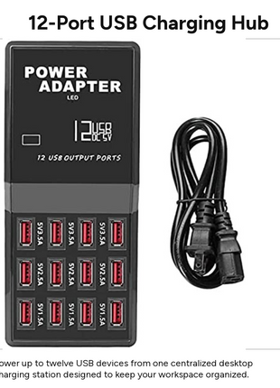 12-Port USB Charging Station  Power Adapter