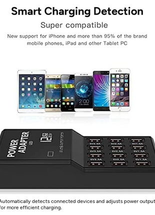 12-Port USB Charging Station  Power Adapter