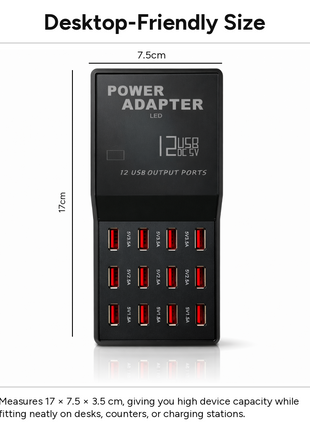 12-Port USB Charging Station  Power Adapter