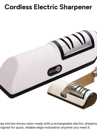 Cordless Electric Knife Sharpener 3 Speed USB Rechargeable 5W Lithium Battery Stainless Steel Angle Guide Sharpener