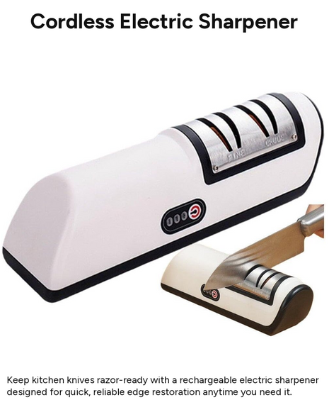 Cordless Electric Knife Sharpener 3 Speed USB Rechargeable 5W Lithium Battery Stainless Steel Angle Guide Sharpener