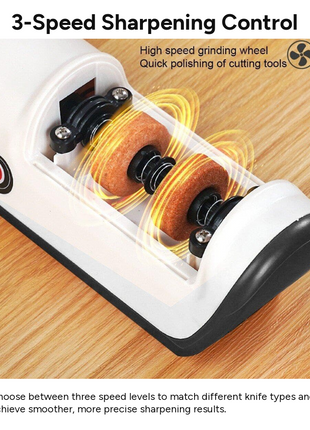 Cordless Electric Knife Sharpener 3 Speed USB Rechargeable 5W Lithium Battery Stainless Steel Angle Guide Sharpener