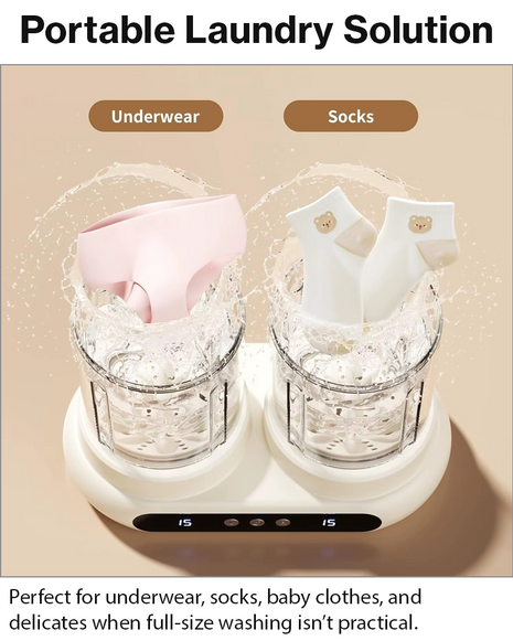 Portable Double Cup Mini Washing Machine 3L 24W Washer