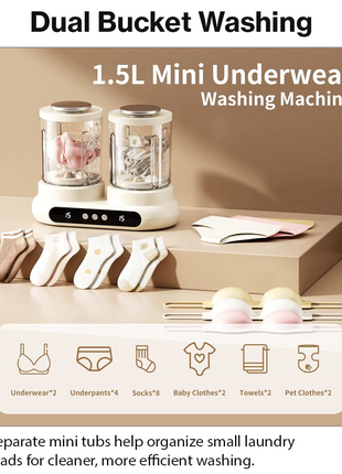 Portable Double Cup Mini Washing Machine 3L 24W Washer