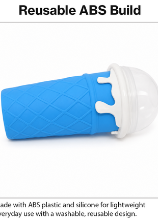 Ice Cream Cup Slush Maker with Straw & Spoon, Reusable Frozen Dessert Cup, Blue