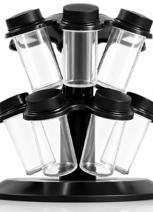 12-in-1 Rotating Spice Rack with Glass Bottles
