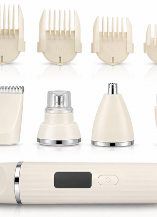 5-in-1 Pet Grooming Kit with LED Battery Display, USB-C Charging, Nail Grinder & Trimmer Attachments