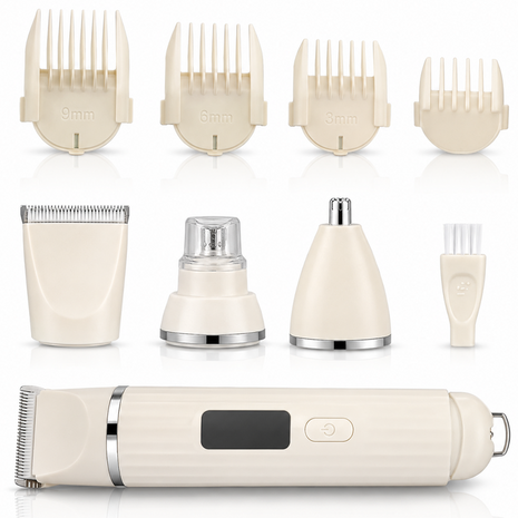5-in-1 Pet Grooming Kit with LED Battery Display, USB-C Charging, Nail Grinder & Trimmer Attachments