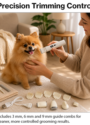 5-in-1 Pet Grooming Kit with LED Battery Display, USB-C Charging, Nail Grinder & Trimmer Attachments