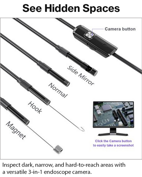 3-in-1 Android Endoscope Camera 1 m USB-C Borescope 7 mm IP67 LED