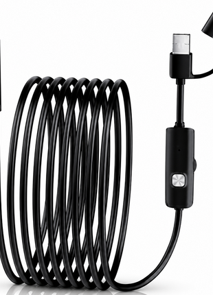 3-in-1 Industrial Endoscope Camera 2m Cable HD 1280P IP67 Waterproof Inspection Camera with LED Lights for Android PC