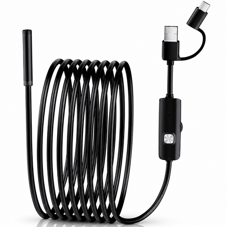 3-in-1 Industrial Endoscope Camera 2m Cable HD 1280P IP67 Waterproof Inspection Camera with LED Lights for Android PC