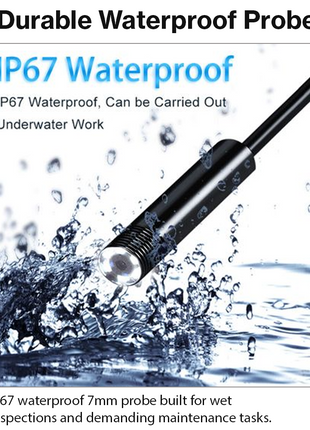 3-in-1 Industrial Endoscope Camera 2m Cable HD 1280P IP67 Waterproof Inspection Camera with LED Lights for Android PC