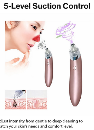 USB Rechargeable Acne Pore Cleaner with 4 Probes, 5 Levels, LED
