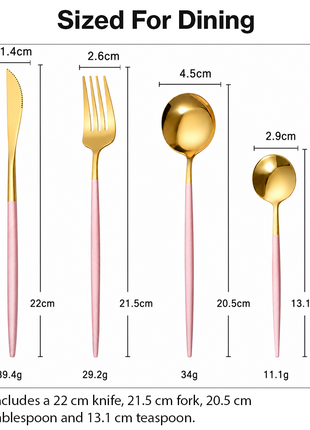 4-Piece Two-Tone Gold & Rose Stainless Steel Cutlery Set – Knife, Fork, Tablespoon & Teaspoon Gift Set