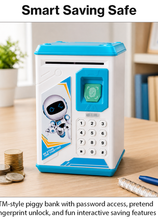 Kids ATM Fingerprint Piggy Bank Safe with Balance Memory Alarm