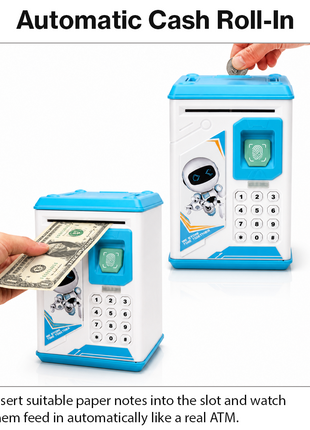 Kids ATM Fingerprint Piggy Bank Safe with Balance Memory Alarm