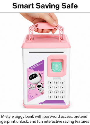 Kids ATM Fingerprint Piggy Bank Safe with Balance Memory Alarm