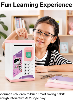 Kids ATM Fingerprint Piggy Bank Safe with Balance Memory Alarm