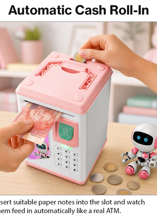 Kids ATM Fingerprint Piggy Bank Safe with Balance Memory Alarm