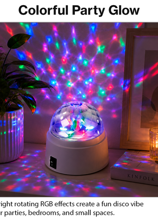 LED RGB Rotating Party Light, 6 LEDs, 9 cm Dome Lamp