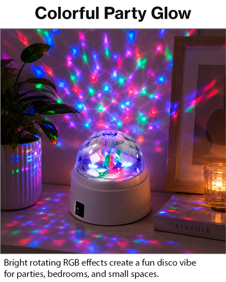 LED RGB Rotating Party Light, 6 LEDs, 9 cm Dome Lamp
