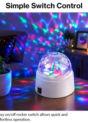 LED RGB Rotating Party Light, 6 LEDs, 9 cm Dome Lamp