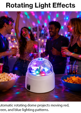 LED RGB Rotating Party Light, 6 LEDs, 9 cm Dome Lamp