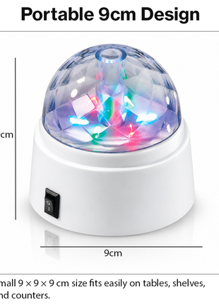 LED RGB Rotating Party Light, 6 LEDs, 9 cm Dome Lamp