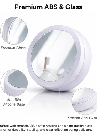 LED Foldable Double-Sided Makeup Mirror with 1X & 10X Magnification, 135° Rotating Desktop Vanity Mirror, Battery Powered, Travel Folding Design