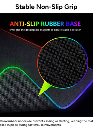 RGB Gaming Mouse Pad XL Microfibre Surface Rubber Base, 14 Mode Spectrum Backlighting, USB Powered with 1.8 m Detachable Cable