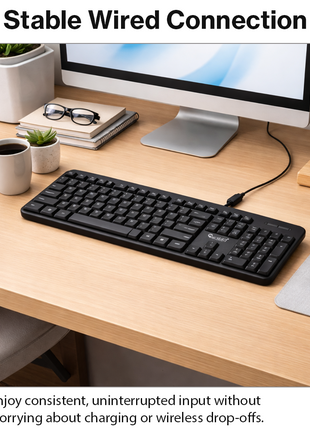 104-Key Wired Keyboard Quiet Soft Keys Full-Size