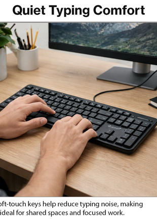 104-Key Wired Keyboard Quiet Soft Keys Full-Size