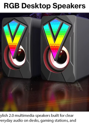 RGB Mini Speaker Set USB Powered AUX Desktop Speakers