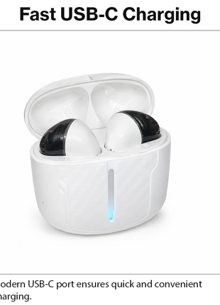 Sport Wireless Game Pro Earphones with Microphone, USB-C Charging Case, 15 m Range, 15 Hour Total Battery, Sculpted Ergonomic Earpieces