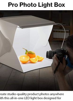 Foldable LED Light Box Studio Kit with USB Power, Dual Backgrounds, Shadow-Free Product Photography Tent