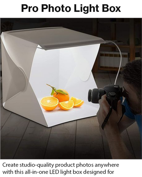 Foldable LED Light Box Studio Kit with USB Power, Dual Backgrounds, Shadow-Free Product Photography Tent