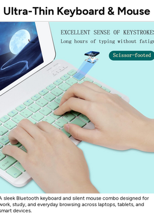 Rechargeable Ultra-Thin Wireless Keyboard and Mouse Set, Silent Mouse with 800/1200/1600 DPI, USB-C Charging Keyboard for Laptop Tablet Phone