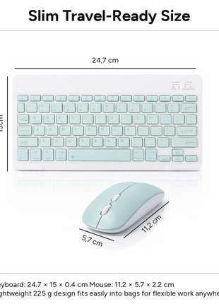 Rechargeable Ultra-Thin Wireless Keyboard and Mouse Set, Silent Mouse with 800/1200/1600 DPI, USB-C Charging Keyboard for Laptop Tablet Phone