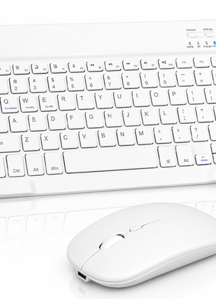 Rechargeable Ultra-Thin Wireless Keyboard and Mouse Set,  USB-C Charging Keyboard for Laptop Tablet Phone