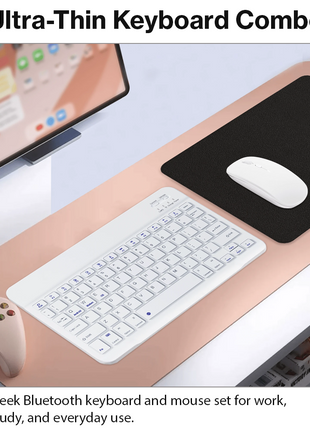 Rechargeable Ultra-Thin Wireless Keyboard and Mouse Set,  USB-C Charging Keyboard for Laptop Tablet Phone