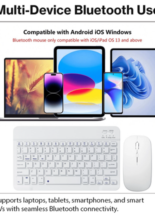 Rechargeable Ultra-Thin Wireless Keyboard and Mouse Set,  USB-C Charging Keyboard for Laptop Tablet Phone