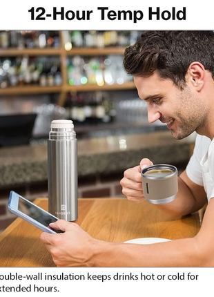 500ml Stainless Steel Vacuum Flask Set with 3 Cups Insulated