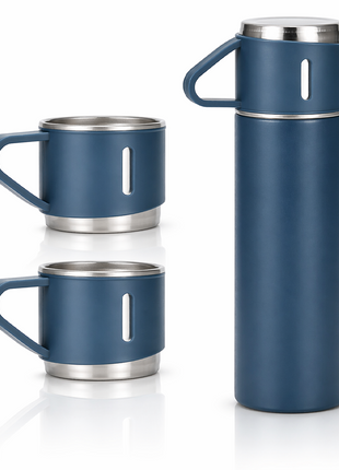 500ml Stainless Steel Vacuum Flask Set with 3 Cups Insulated