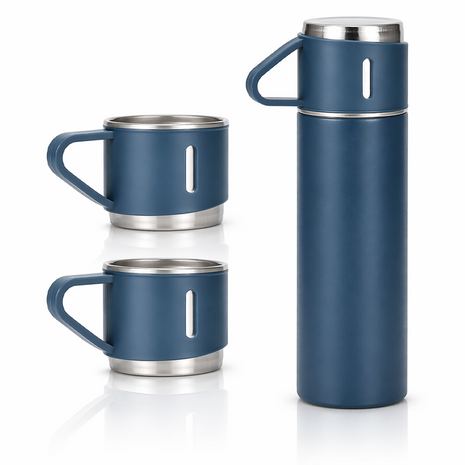 500ml Stainless Steel Vacuum Flask Set with 3 Cups Insulated