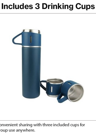 500ml Stainless Steel Vacuum Flask Set with 3 Cups Insulated